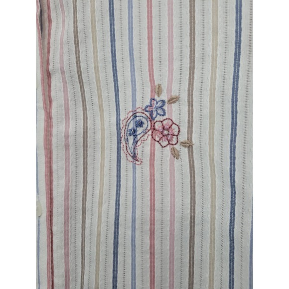 Alfred Dunner Womens Striped Floral Embroidered‎ Button Down Shirt Size 14 - Picture 4 of 7